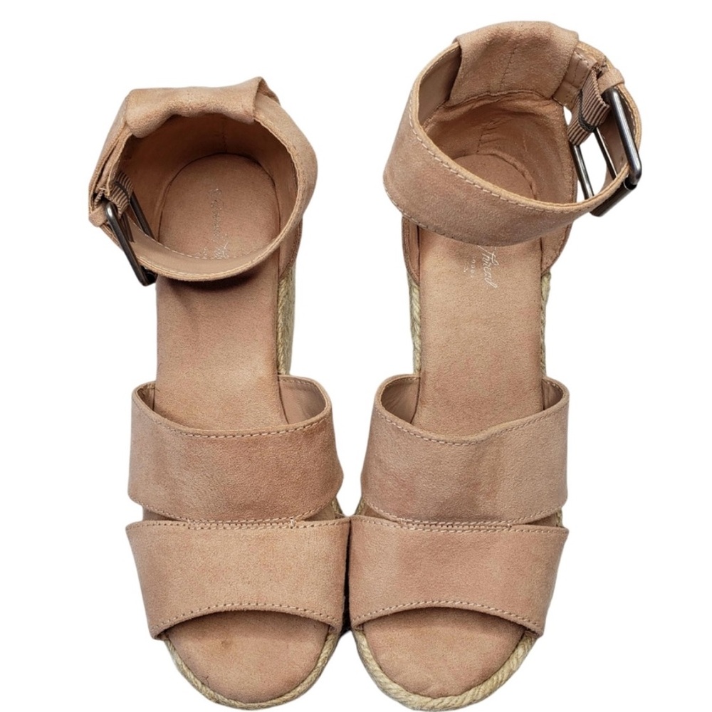 Universal Thread | Blush Pink Chunky Ankle Strap Peep Toe Espadrille Wedges 6.5